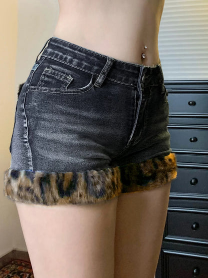 Leopard Faux Fur Shorts