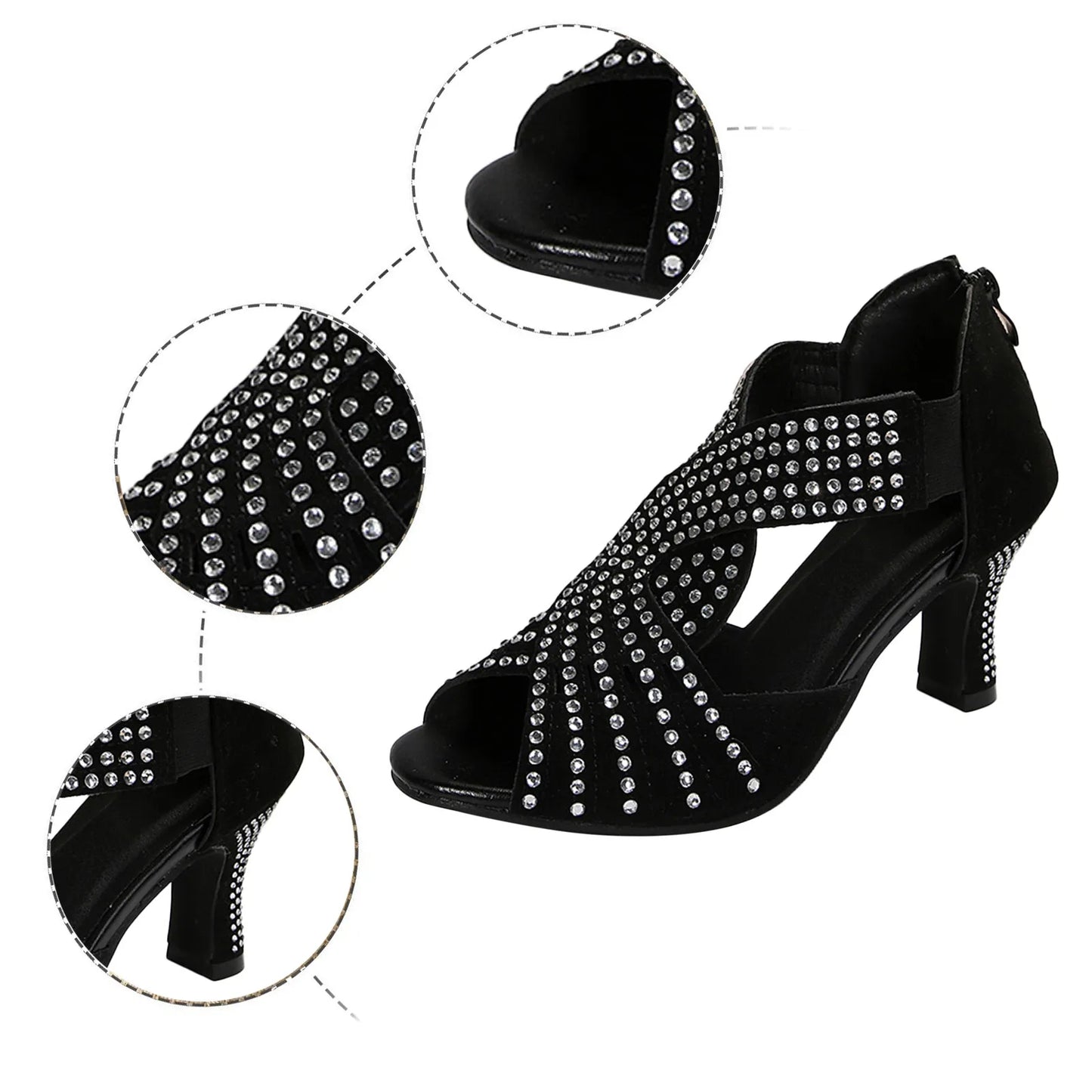 Rhinestone Open Toe High Heel Shoes