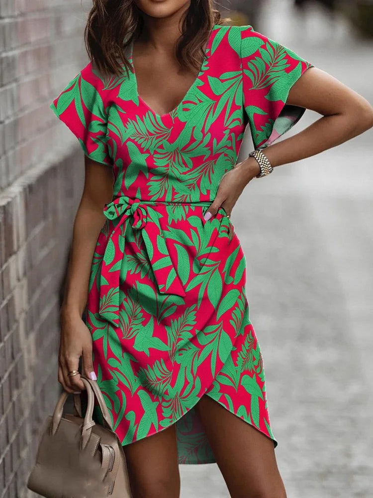 Summer V Neck Print Dresses