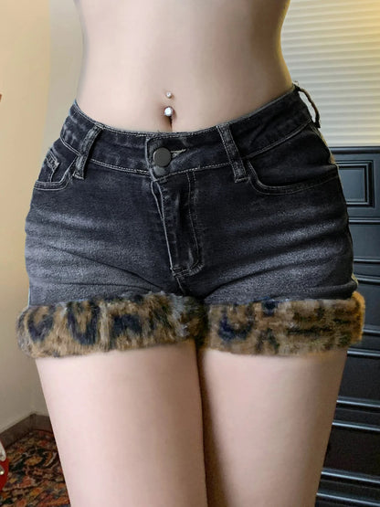 Leopard Faux Fur Shorts