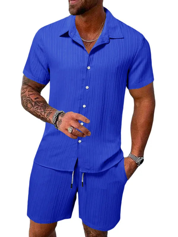 Polo sencillo de verano para hombre, informal, cómodo, holgado, fino, sin capucha, de manga corta, pantalones cortos, traje deportivo urbano de moda para ocio