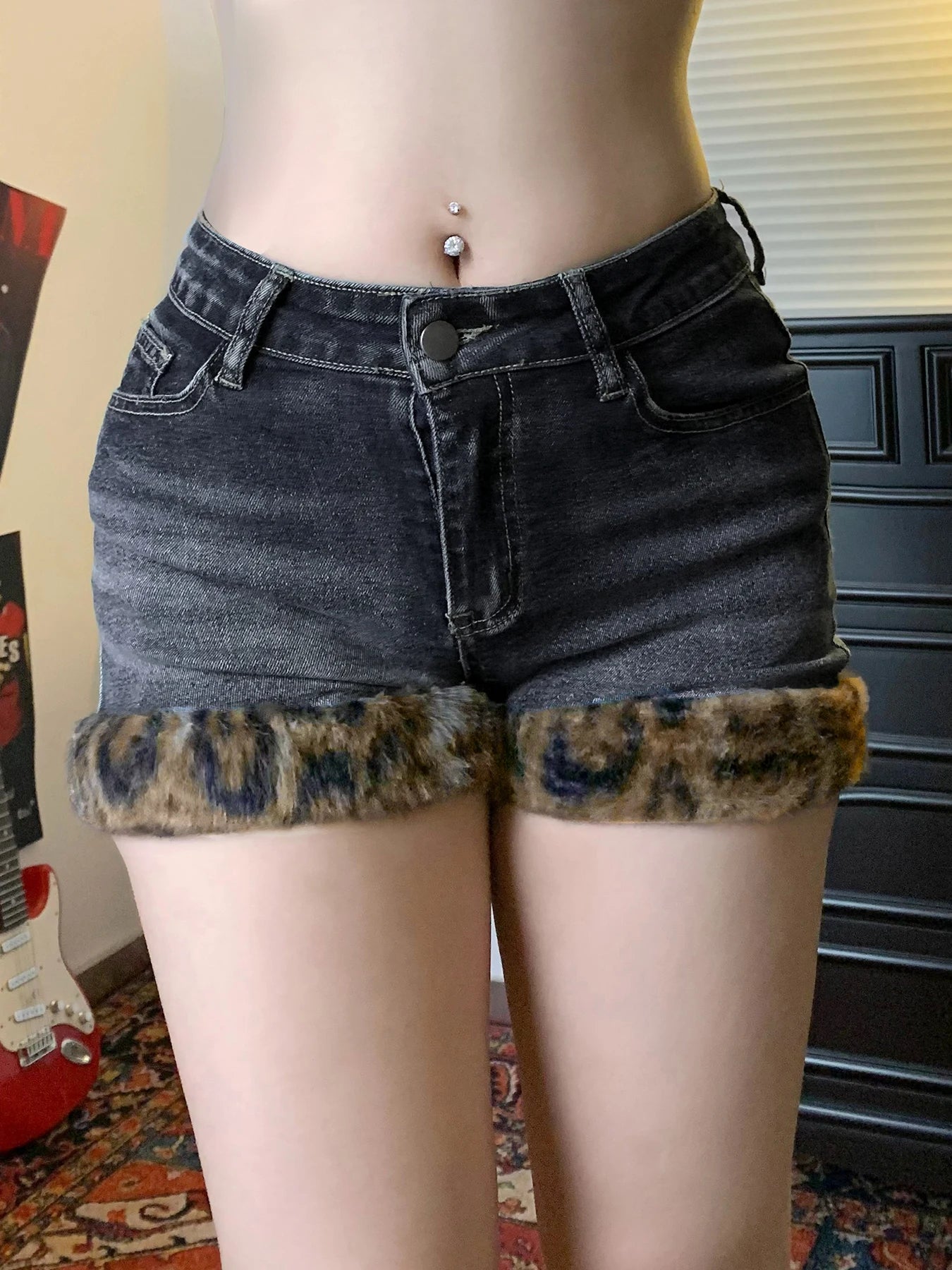 Leopard Faux Fur Shorts