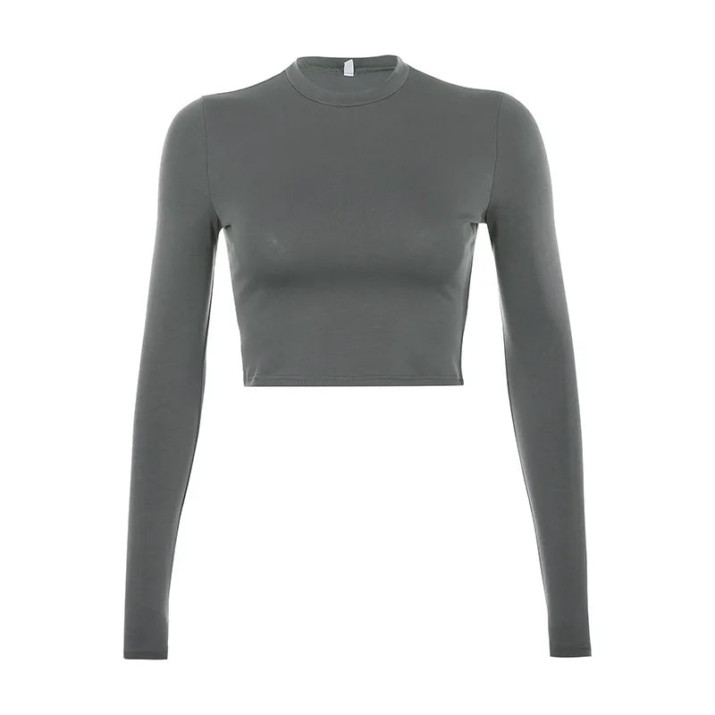 Long Sleeve Crop Top T-Shirt