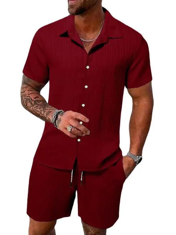 Polo sencillo de verano para hombre, informal, cómodo, holgado, fino, sin capucha, de manga corta, pantalones cortos, traje deportivo urbano de moda para ocio