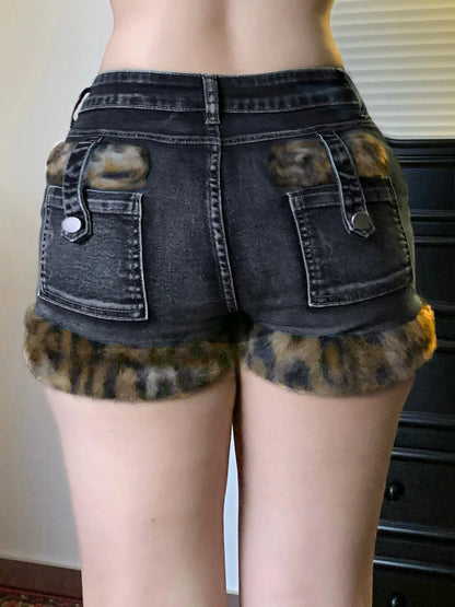 Leopard Faux Fur Shorts