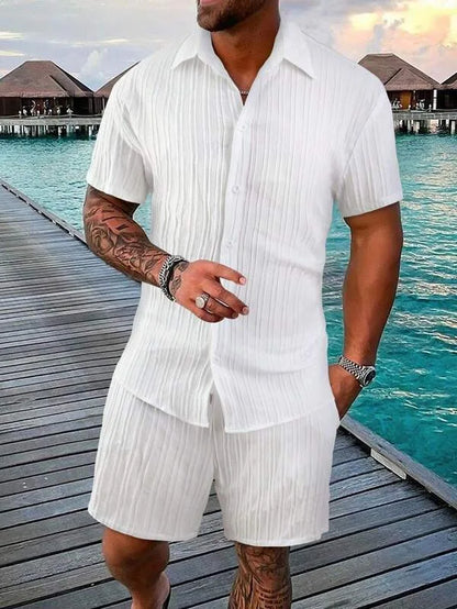 Polo sencillo de verano para hombre, informal, cómodo, holgado, fino, sin capucha, de manga corta, pantalones cortos, traje deportivo urbano de moda para ocio