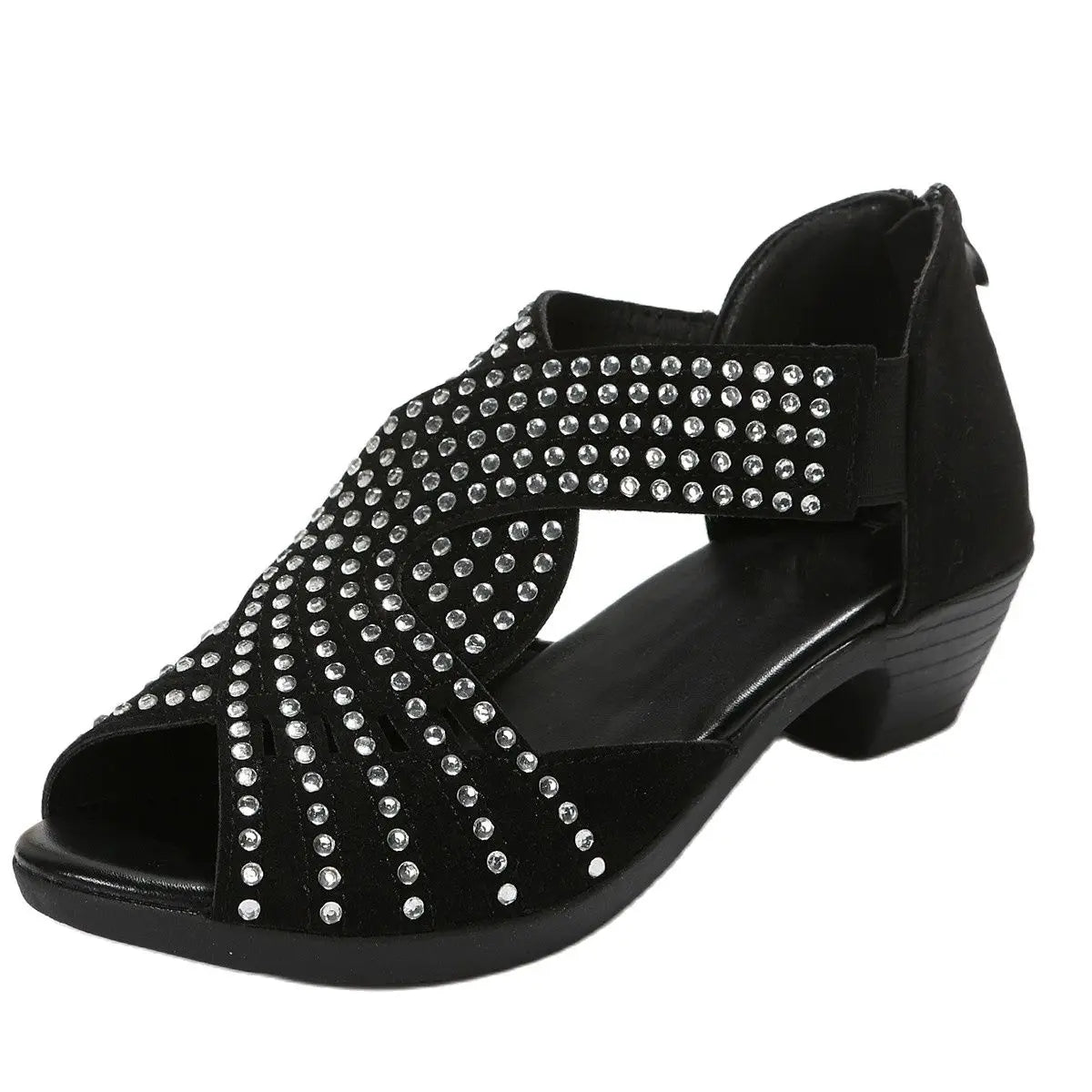 Rhinestone open-toe shoes