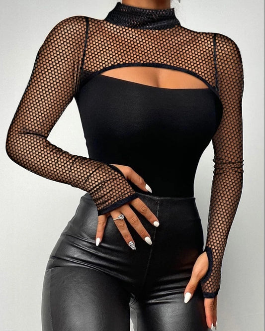 Cutout Long Sleeve Mesh