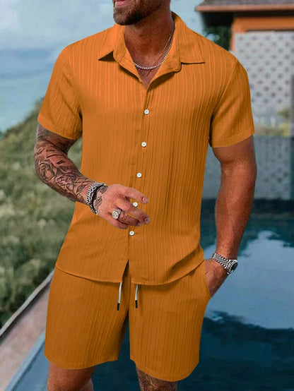 Polo sencillo de verano para hombre, informal, cómodo, holgado, fino, sin capucha, de manga corta, pantalones cortos, traje deportivo urbano de moda para ocio