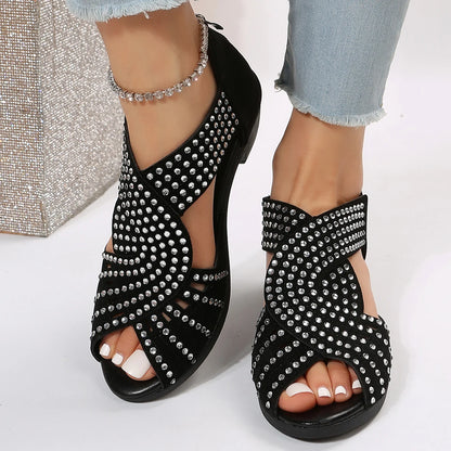 Rhinestone open-toe shoes